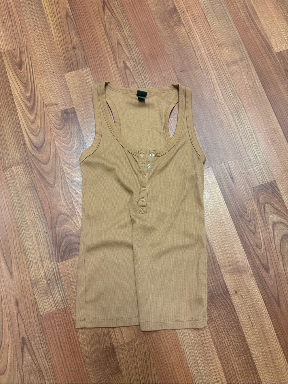 wild fable Ribbed Henley Tank Top in Camel
